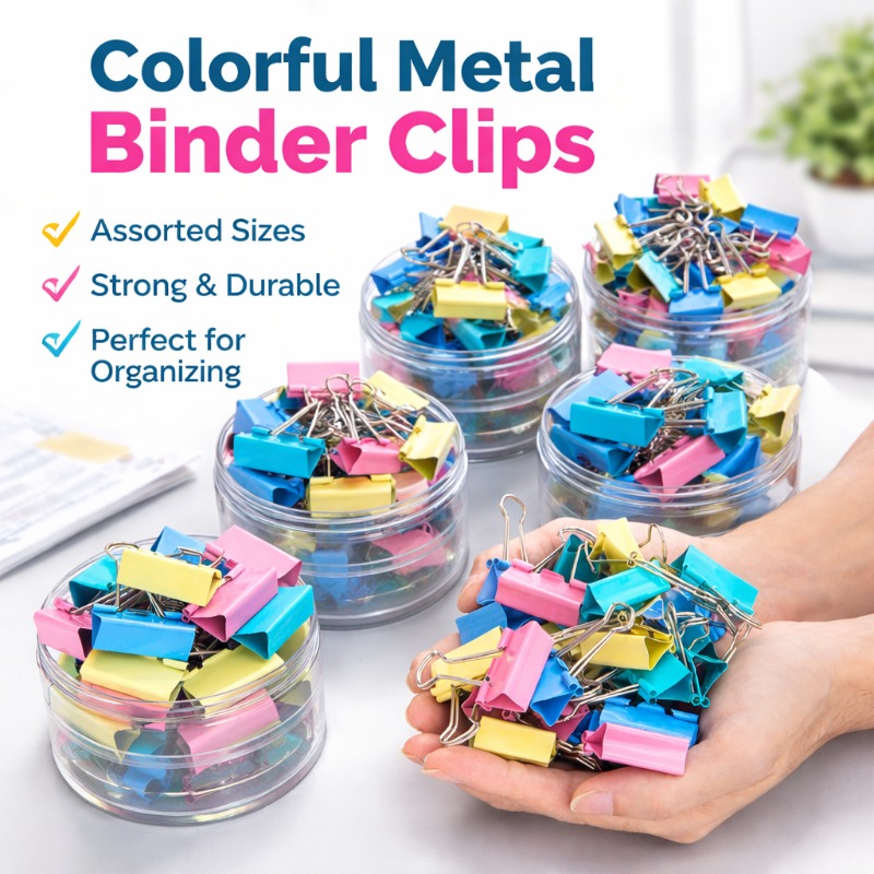 Binder Clip Assorted - Набор из 40 штук длинных разноцветных