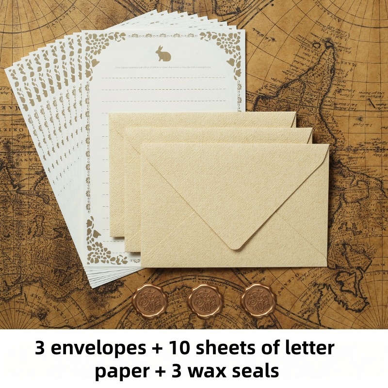 Wax Seal Stamp Kit - Набор из 16 винтажных льняных конвертов
