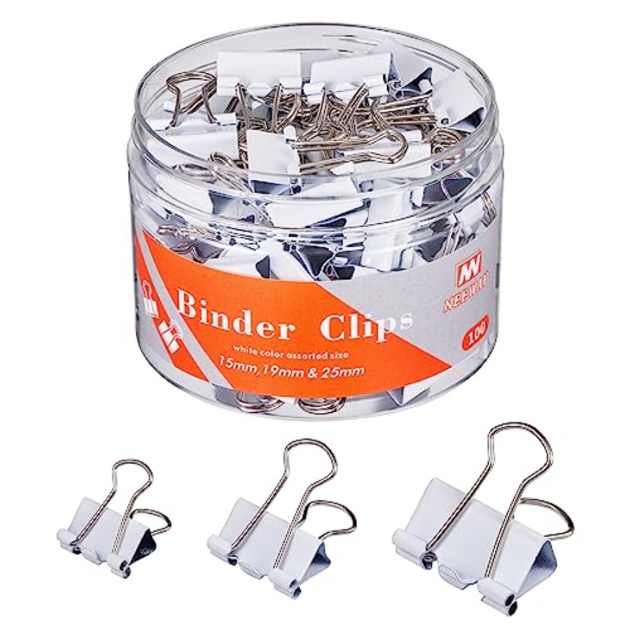 Binder Clip Assorted - Зажимы для бумаг разных размеров, белые