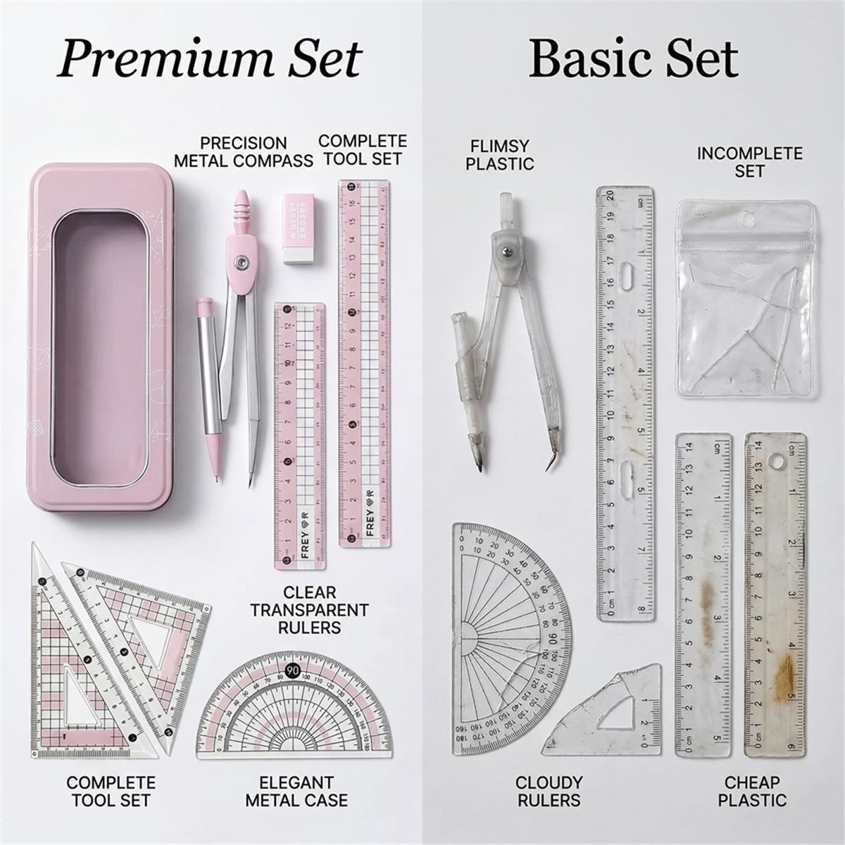 Compass Geometry Set - Набор для черчения A1770K, 8 предметов: